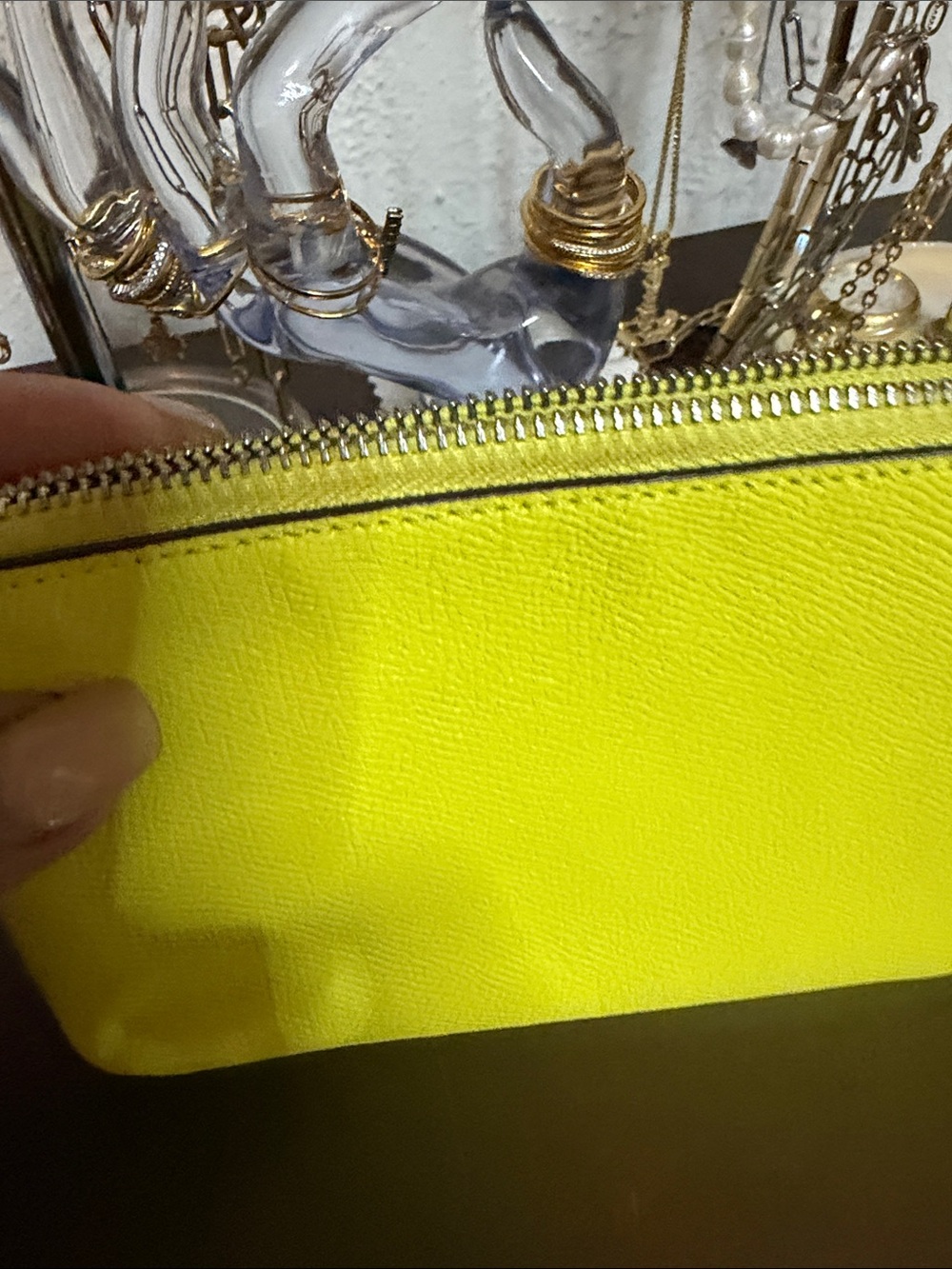 COACH Bright Yellow Leather Wristlet with Silver Logo - Picture 4 of 7